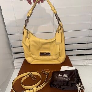 Coach Kristin Buttercup‎ Yellow Leather Hobo Shoulder Bag Strap, Box & Dust Bag